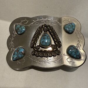 Vintage Faux Turquoise Native American Tribal Southwest Belt Buckle Costume